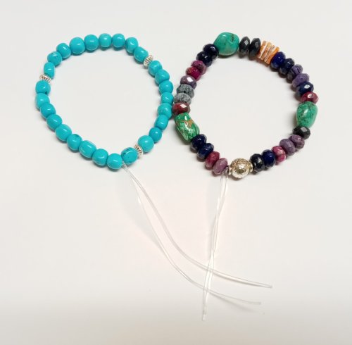 Judy Larson's Stretch Bracelets - , Beading, Beads, Pull the stretch cord tightly through the beads
